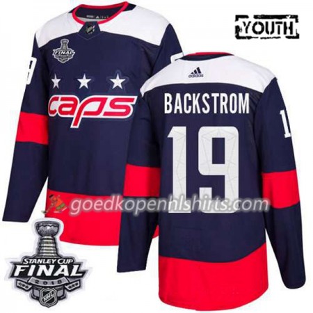 Washington Capitals Nicklas Backstrom 19 2018 Stanley Cup Final Patch Adidas Stadium Series Authentic Shirt - Kinderen